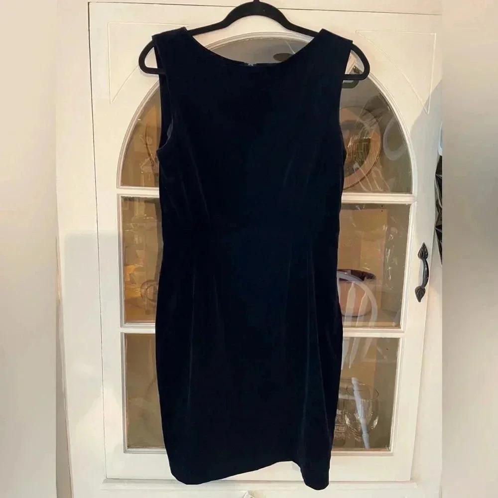 VINTAGE ESPRIT shift dress Black Velvet size 13/14